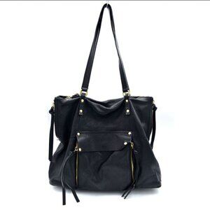 Kooba Black Leather Everette Medium Tote Shoulder Bag